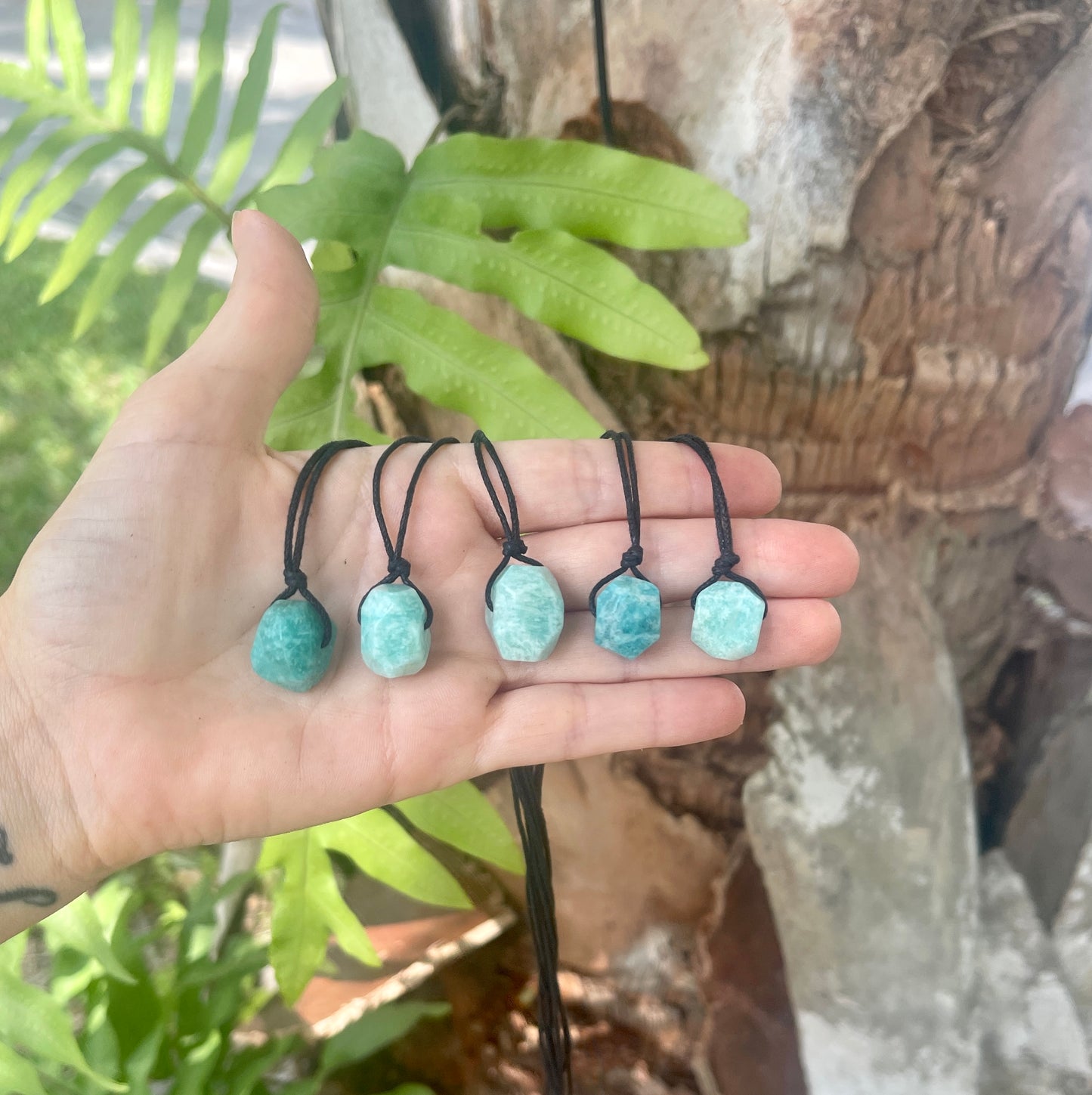 "Powerful" Peruvian Amazonite Chunk Cotton Necklace