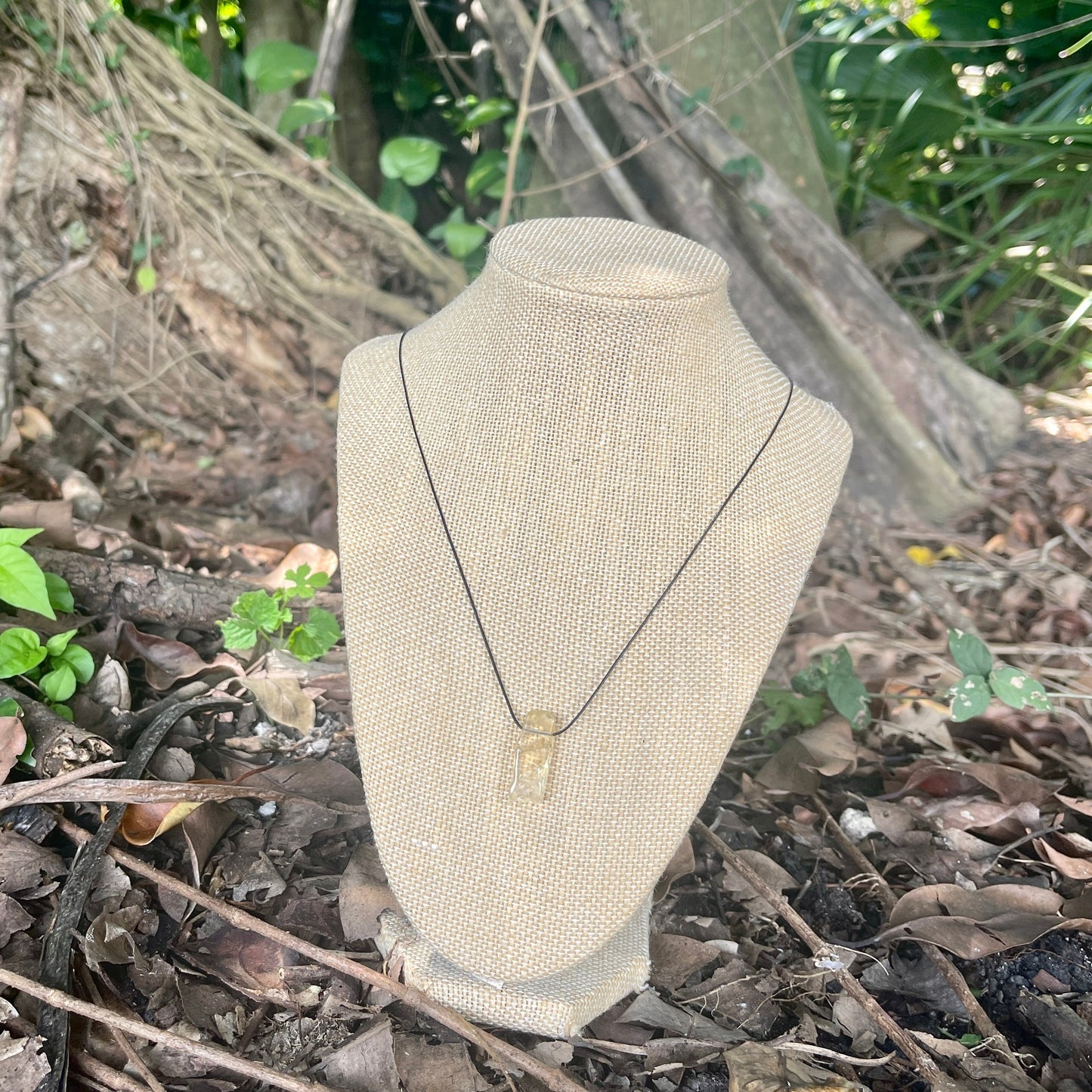 "Beachwalk" Yellow Lemon Crackled Citrine Cord Necklace