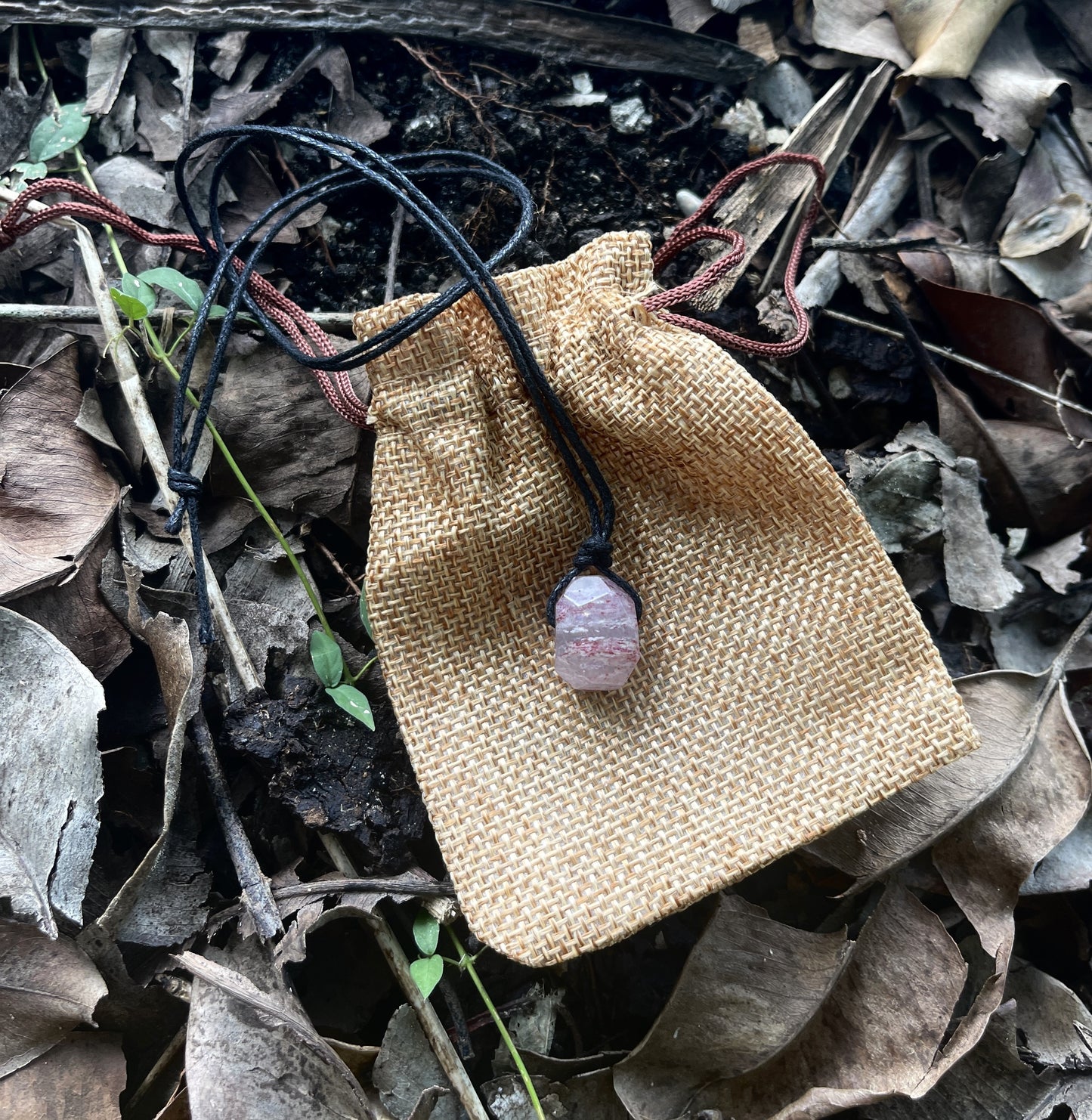 "Aberration" Strawberry Quartz Crystal Nugget Necklace