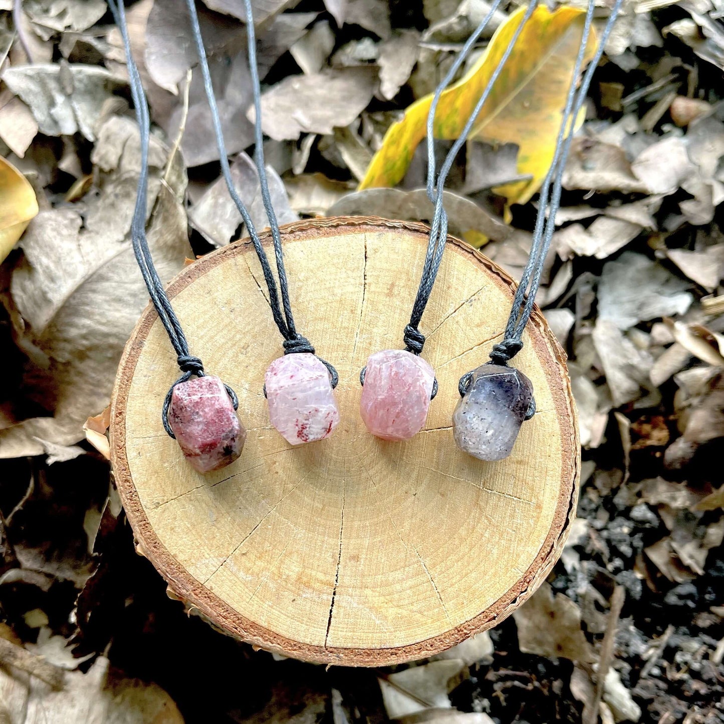 "Aberration" Strawberry Quartz Crystal Nugget Necklace