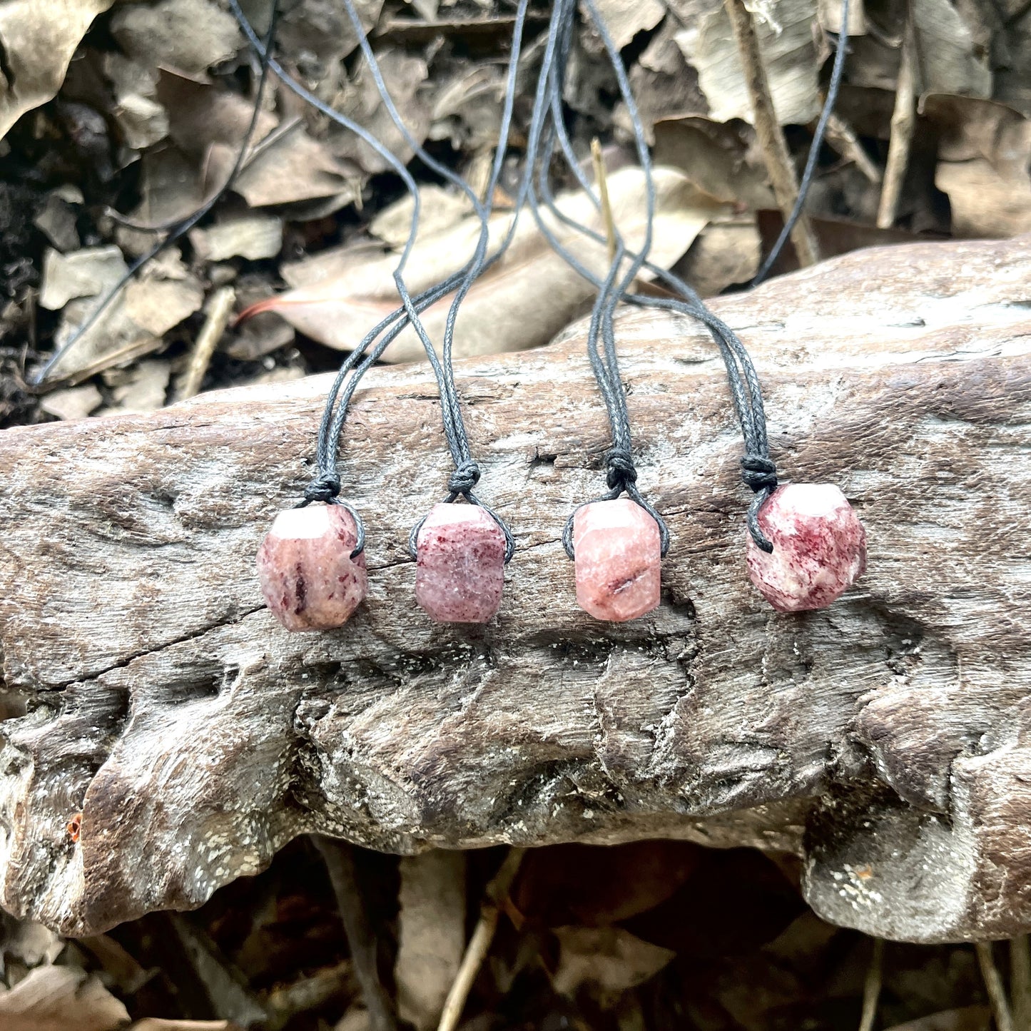 "Aberration" Strawberry Quartz Crystal Nugget Necklace