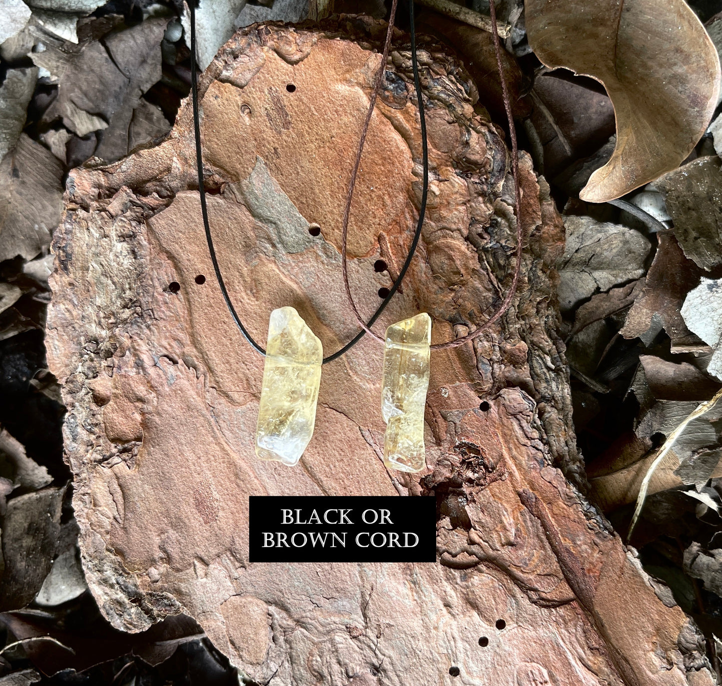 "Beachwalk" Yellow Lemon Crackled Citrine Cord Necklace