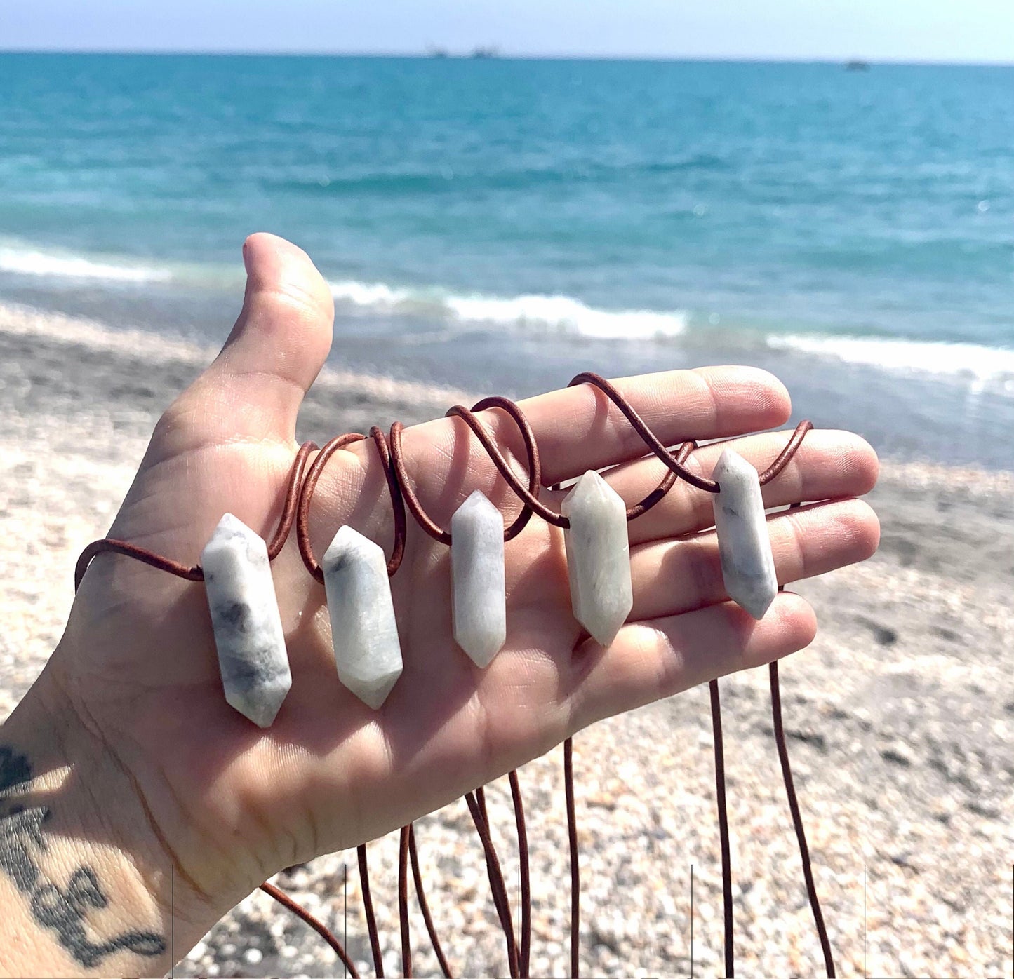 "Equinox" Moonstone Crystal Stone Leather Necklace