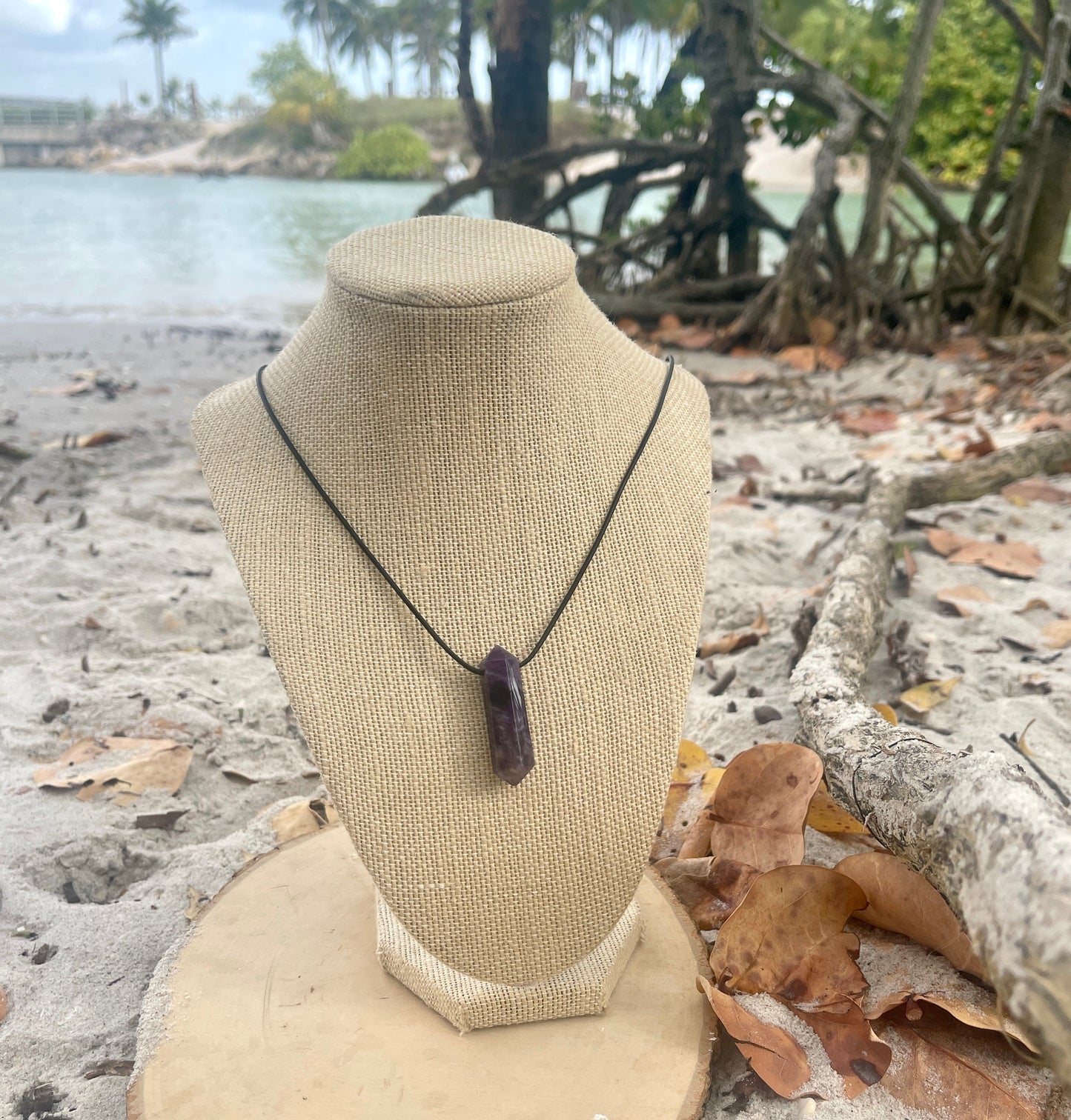 "Stargazer" Purple Amethyst Crystal Leather Necklace