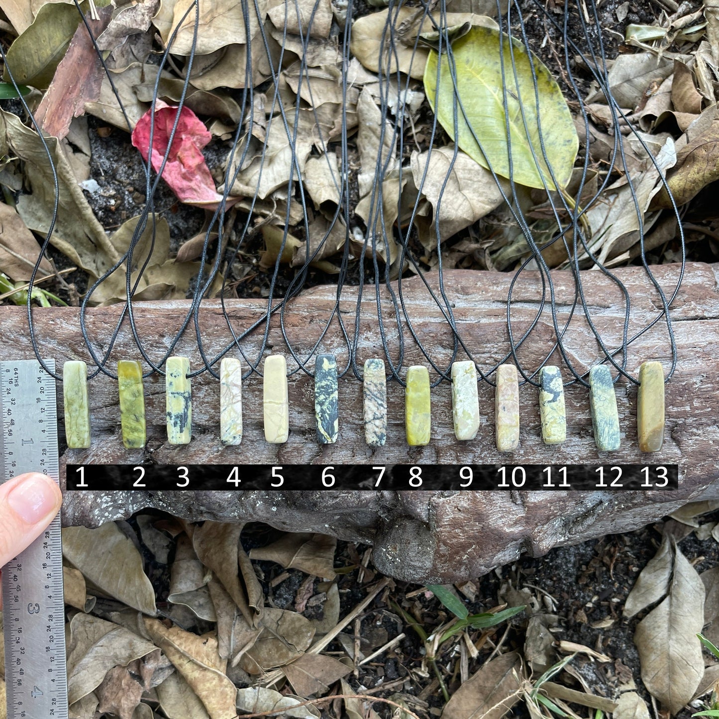 "Fight Or Flight" Green Agate Unakite Drop Stone Cotton Necklace