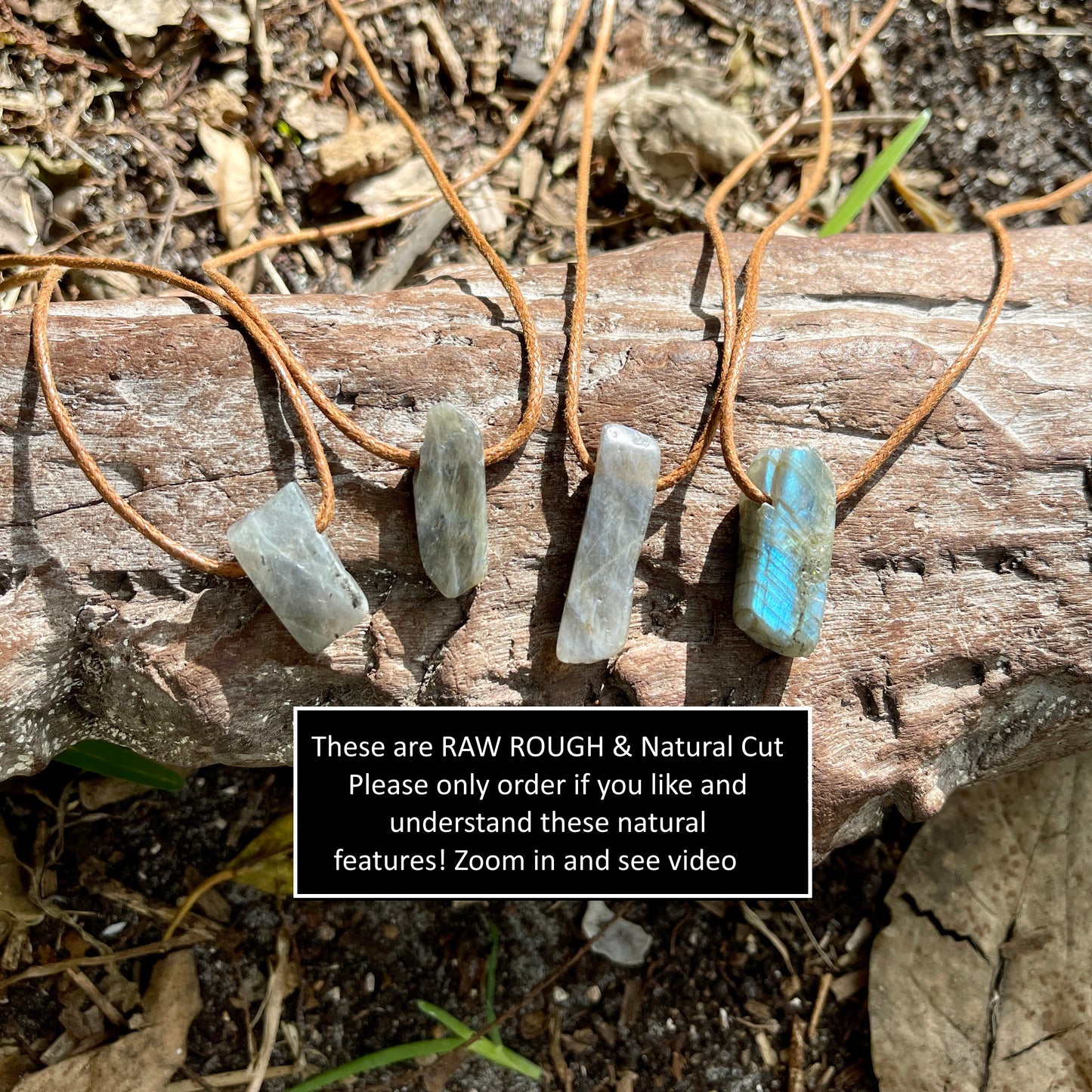 "Bonefish" Raw Labradorite Cotton Adjustable Necklace