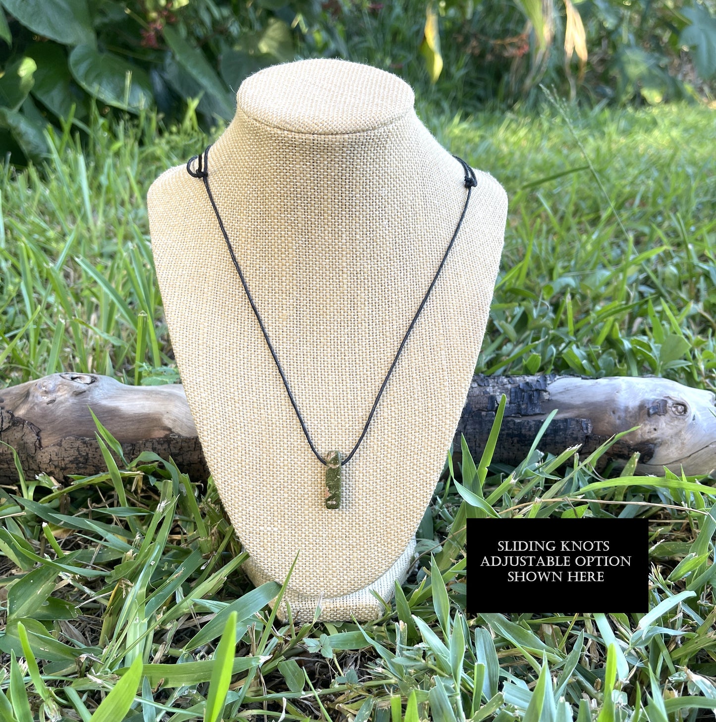 "Fight Or Flight" Green Agate Unakite Drop Stone Cotton Necklace