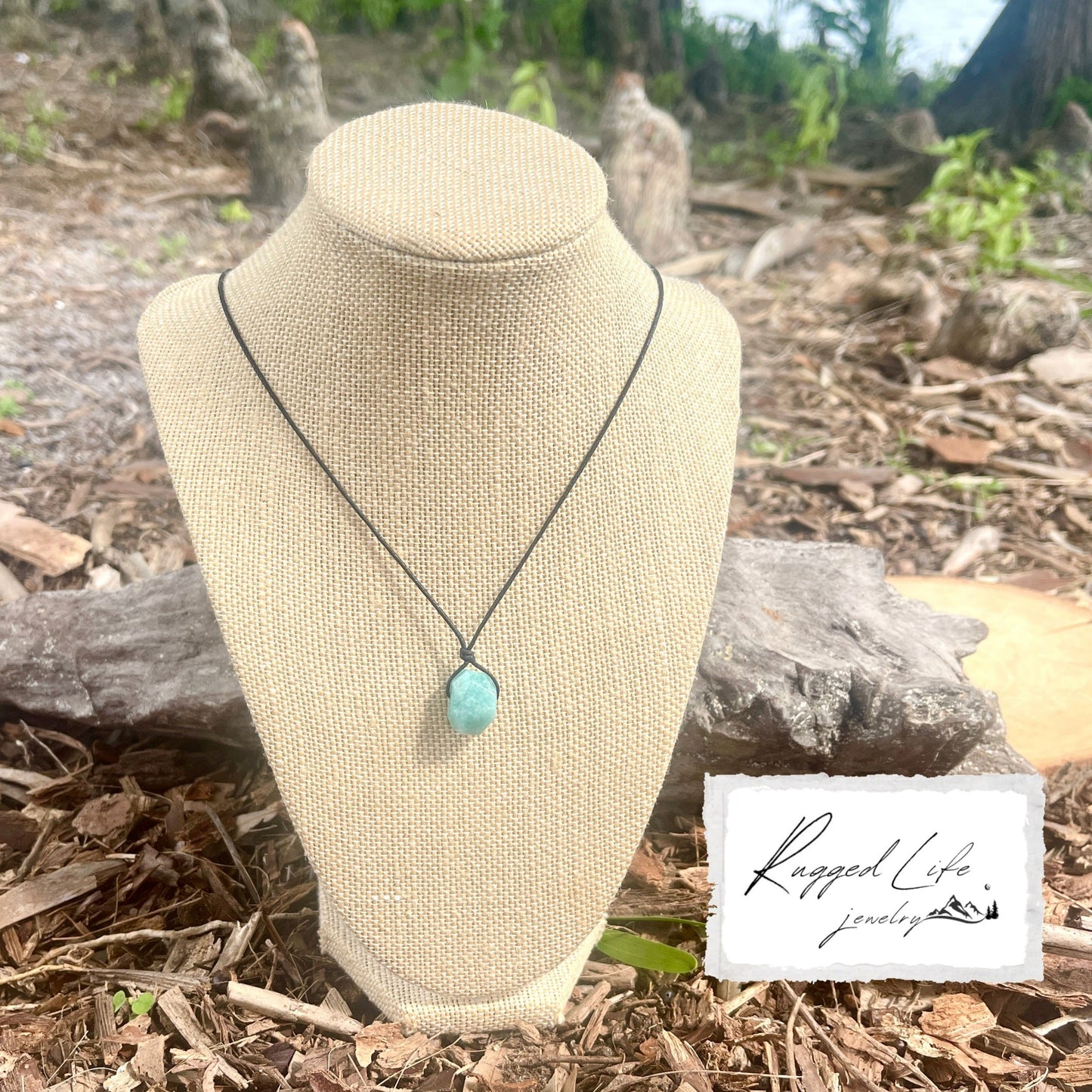 "Powerful" Peruvian Amazonite Chunk Cotton Necklace